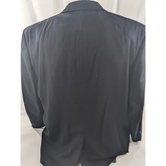 Jos. A Bank Blazer Coat Sport‎ Jacket Cashmere Wool Windowpane Black 50R 52